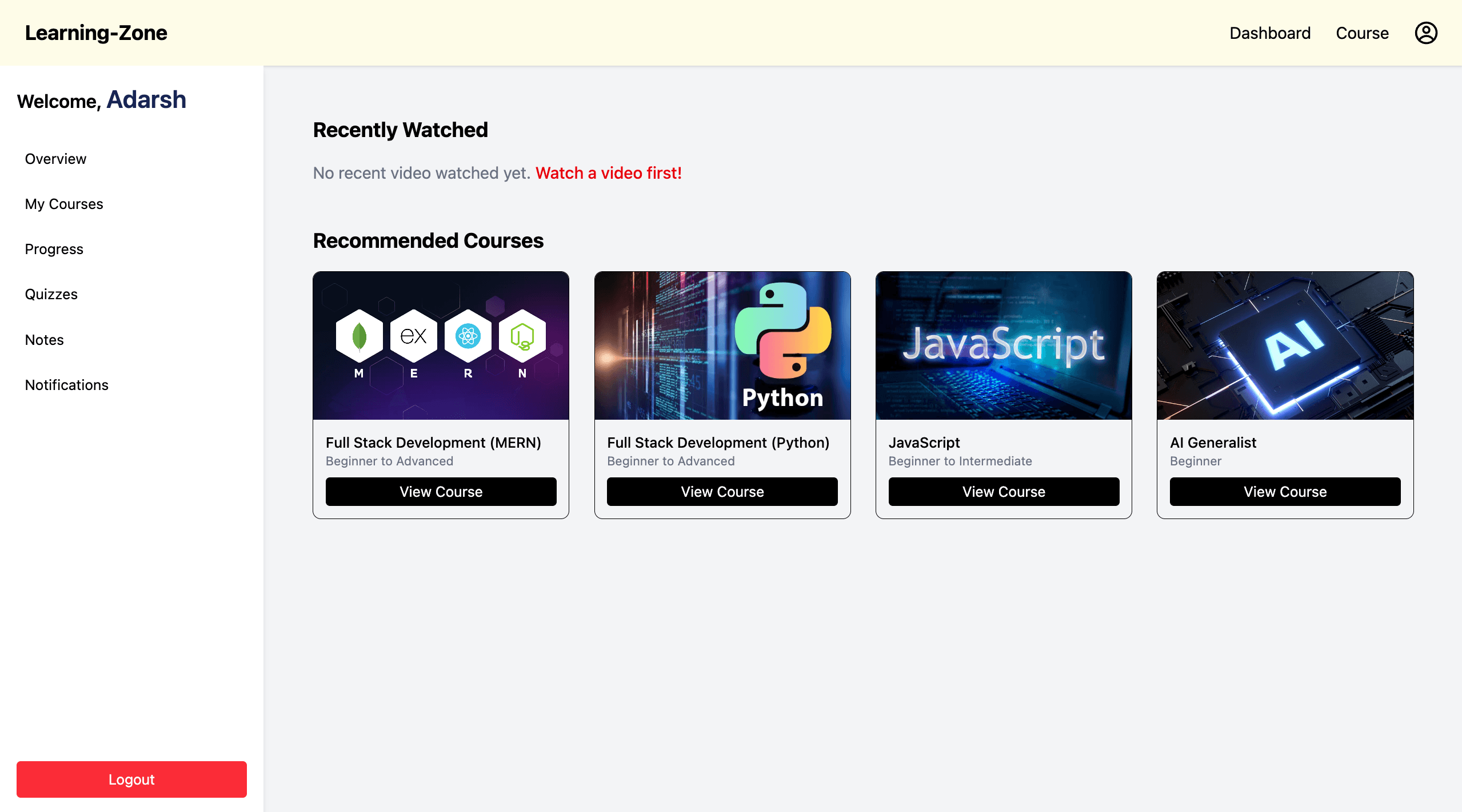 Learning Platform screenshot 1